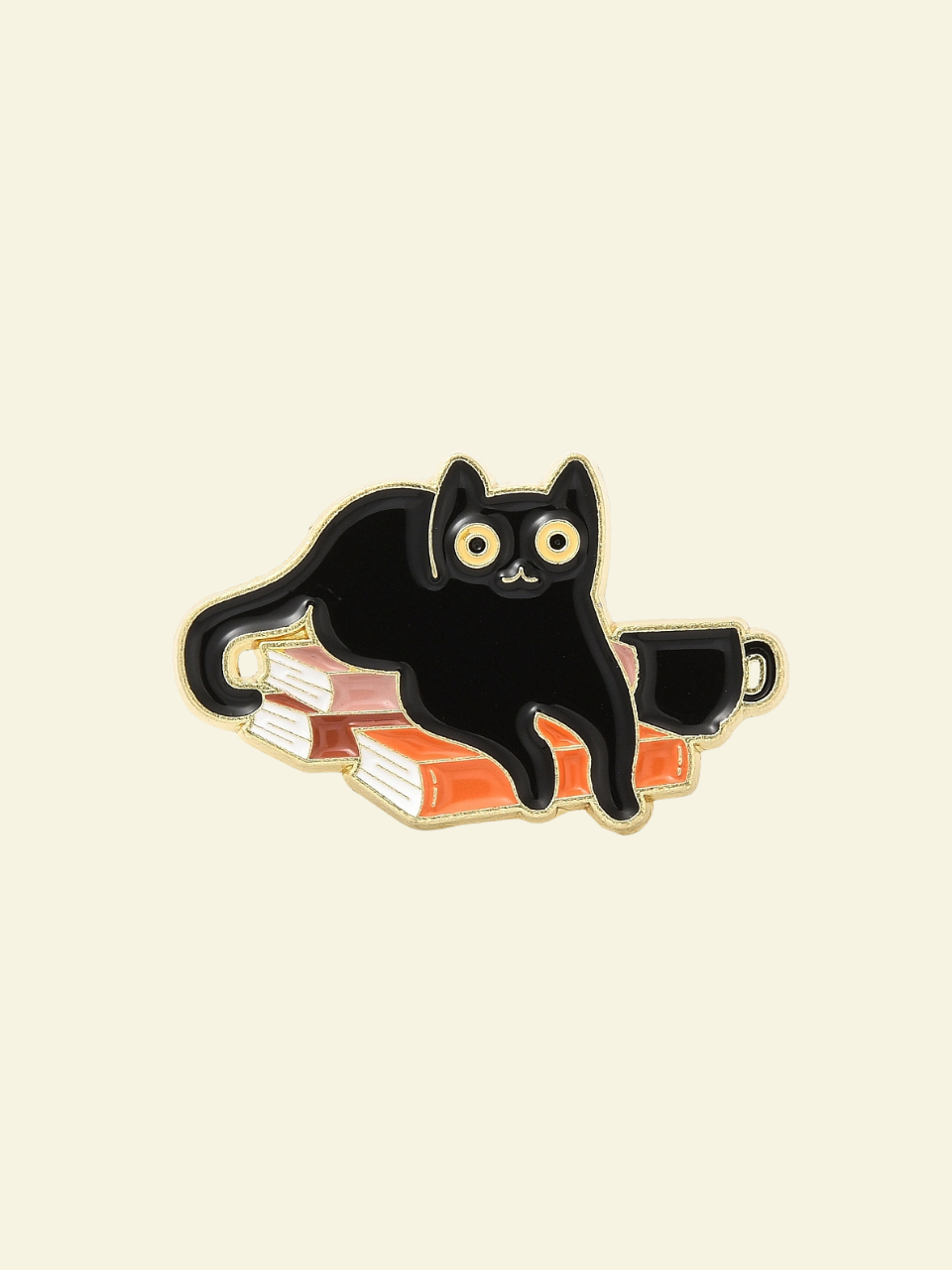 zwarte kat met boeken pin